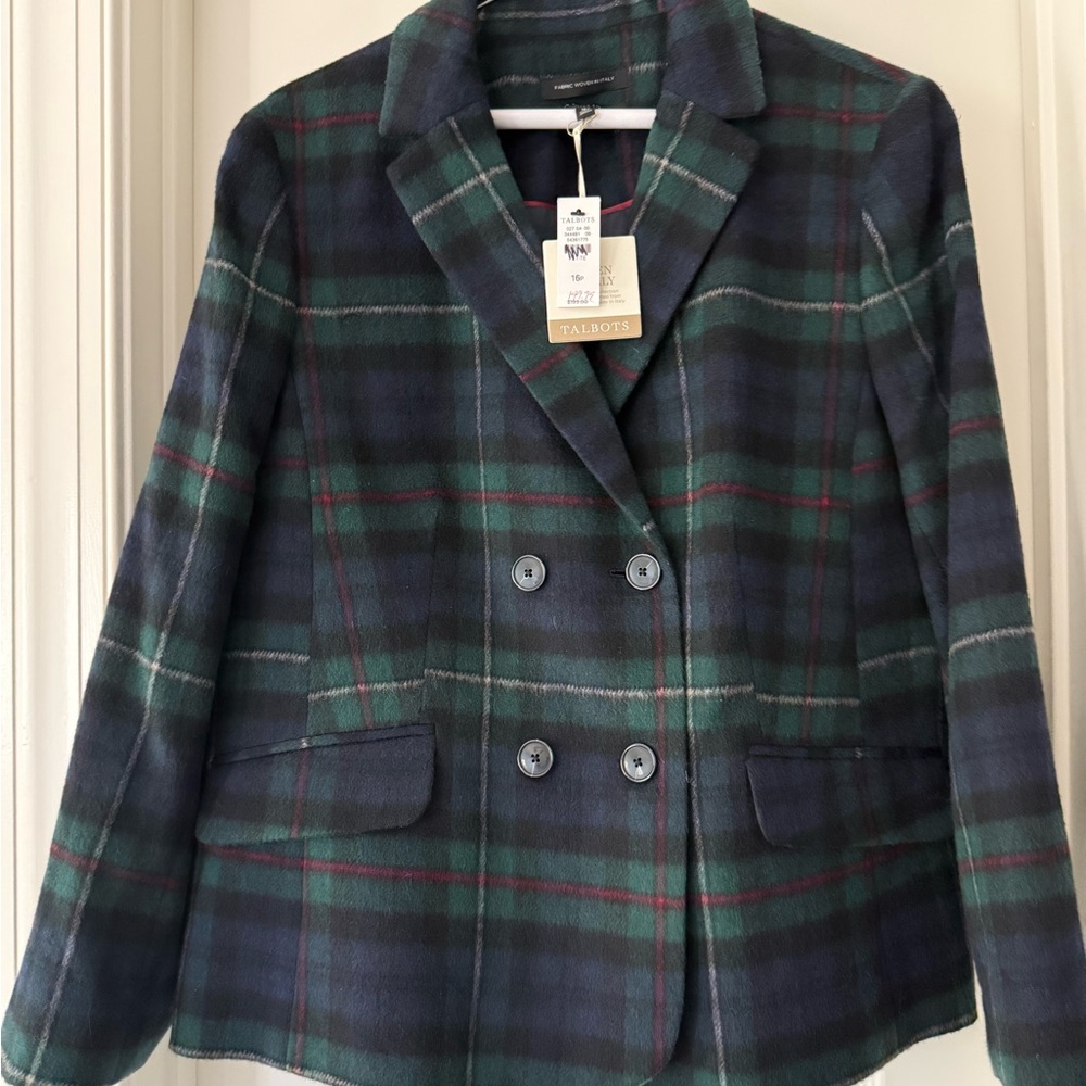 *NWT* Talbots Women's Plaid Jacket - Green and Blue